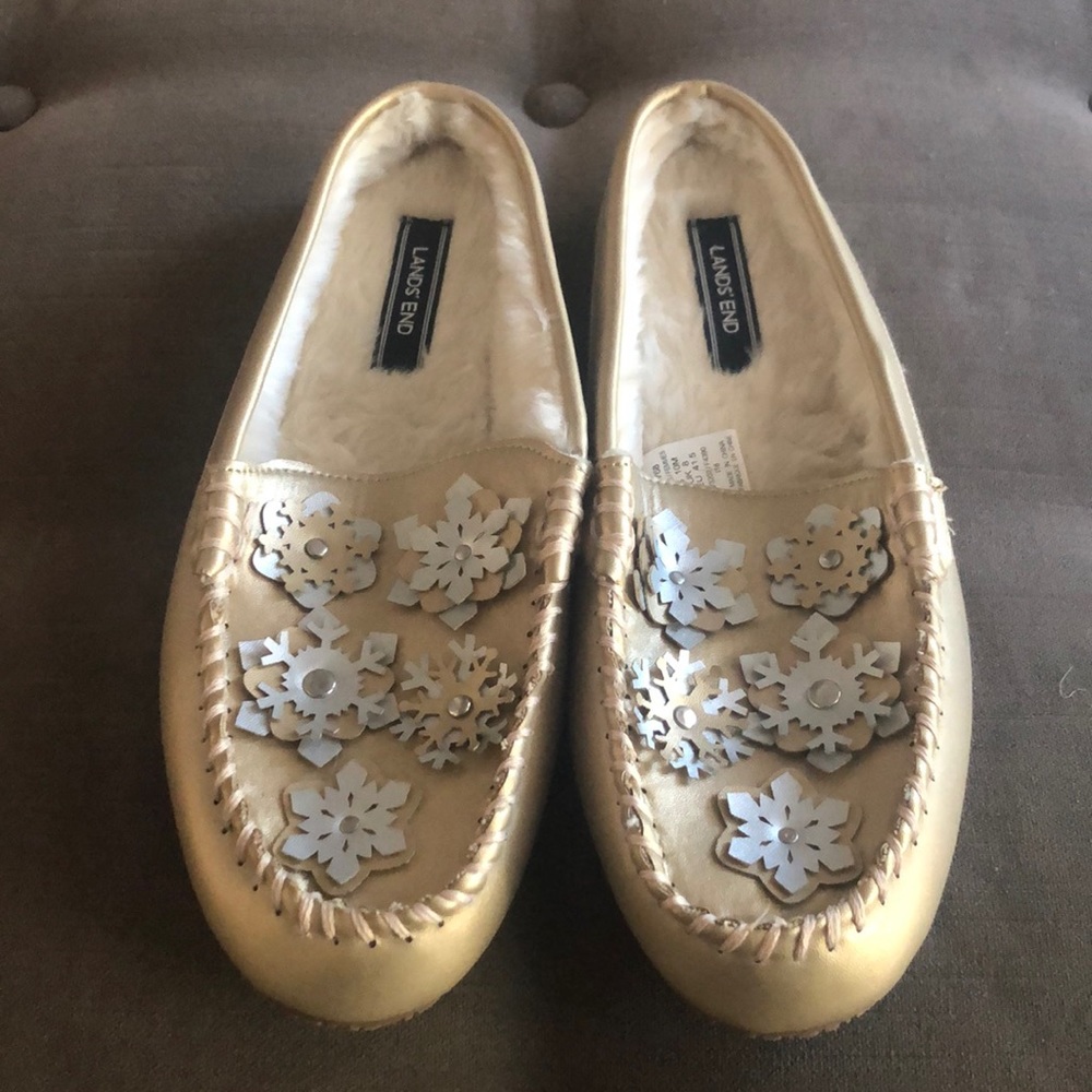 Lands’ End Gold Slippers